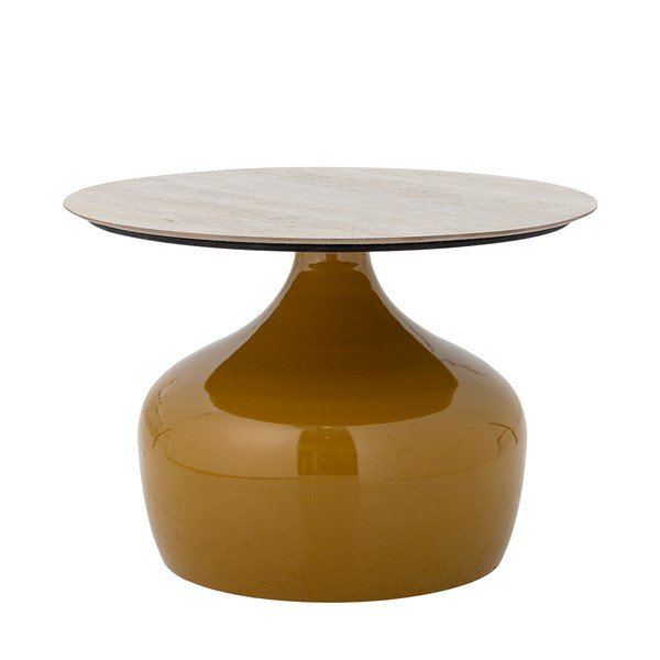 Kollane ümmargune kohvilaud keraamilise pealispinnaga ø 60 cm Lecco - Bloomingville