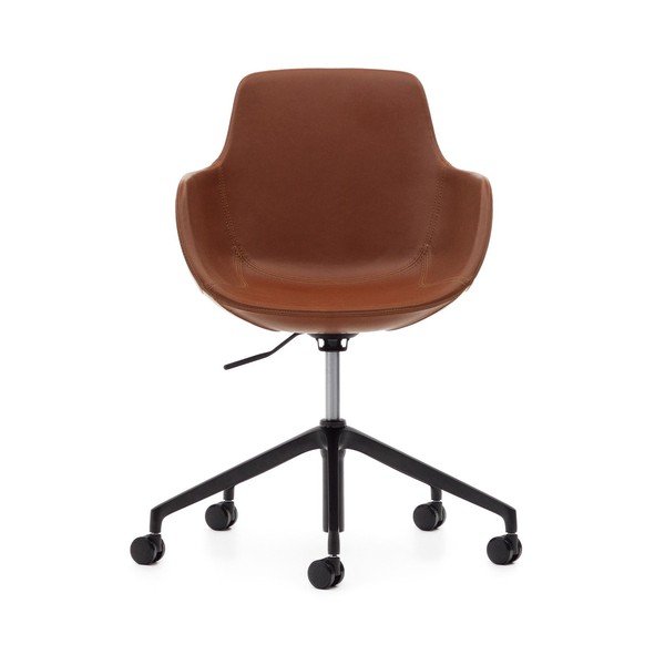 Konjakipruun kunstnahast kontoritool Tissiana – Kave Home-image-2