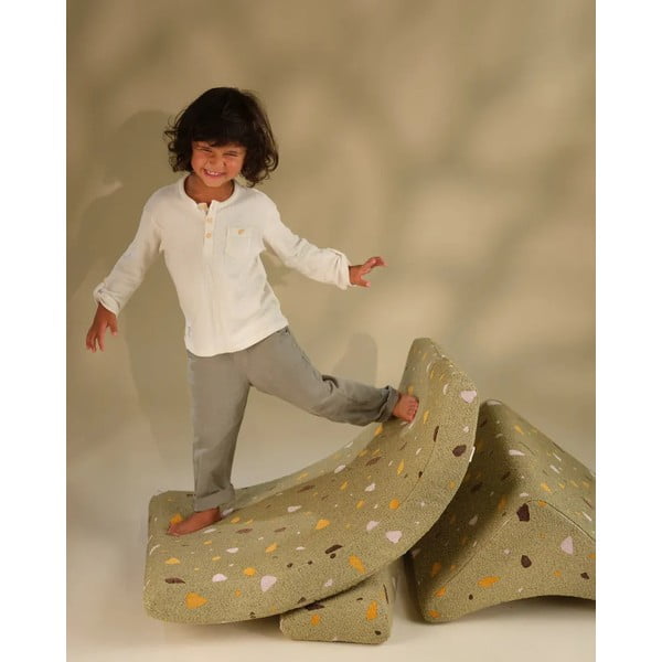 Roheline buklee/šenillkangast laste kott-tool Terrazzo Moon - Wigiwama-image-1