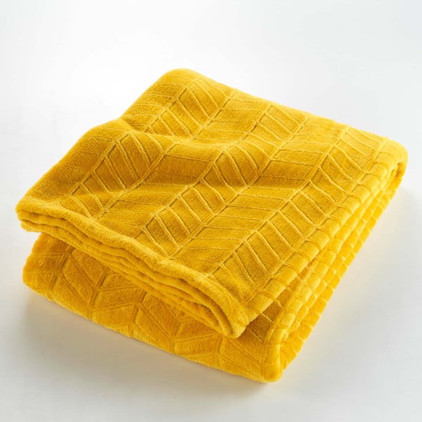 Kollane mikroflanellist voodikate 180x220 cm Arya - douceur d'intérieur-image-1