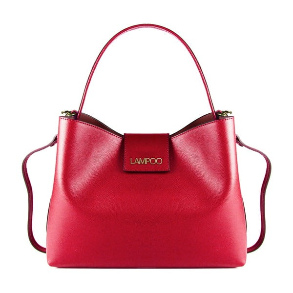 Červená kožená kabelka Lampoo Pango