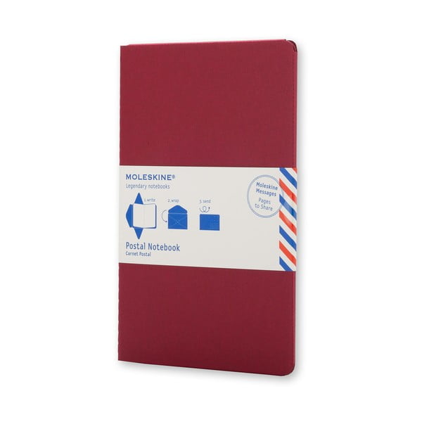 Červený zápisník v obálkové vazbě Moleskine Postal L