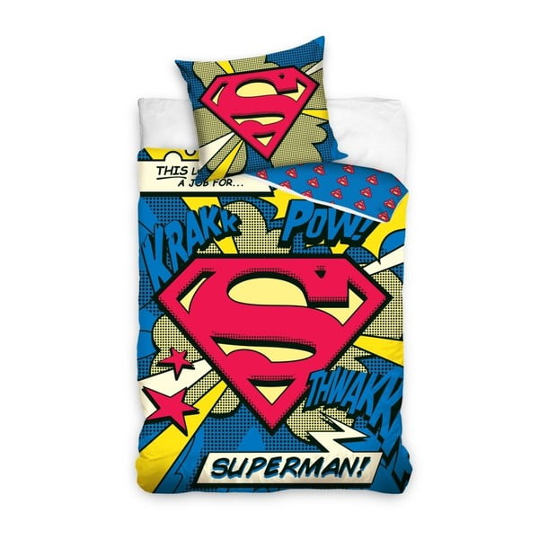 Dětské bavlněné povlečení na jednolůžko CARBOTEX Superman Logo, 160 x 200 cm