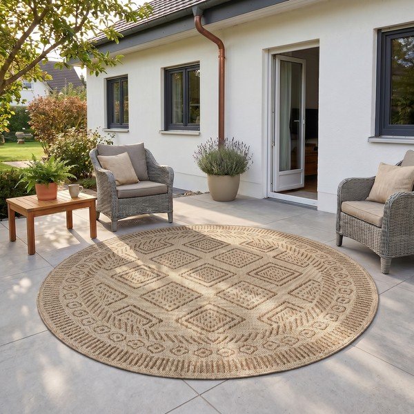 Beež ümmargune sise- ja õuevaip ø 160 cm Mira 1452 - Ayyildiz Carpets-image-1