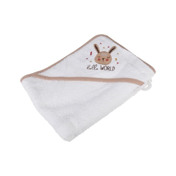 Valge puuvillane laste rätik kapuutsiga 75x75 cm Forest - Bébé Douceur