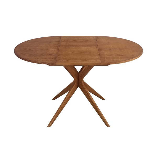 Ümmargune pikendatav söögilaud lisaplaadiga, tamme imitatsiooniga, ø 90 cm Jubi – Ragaba-image-3