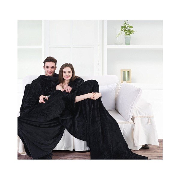Must mikrokiust TV-tekk , 200 x 170 cm Lazy - DecoKing-image-1