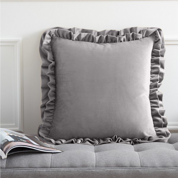 Sametist dekoratiivpadi 43x43 cm Velvet Double Frill - Catherine Lansfield-image-1