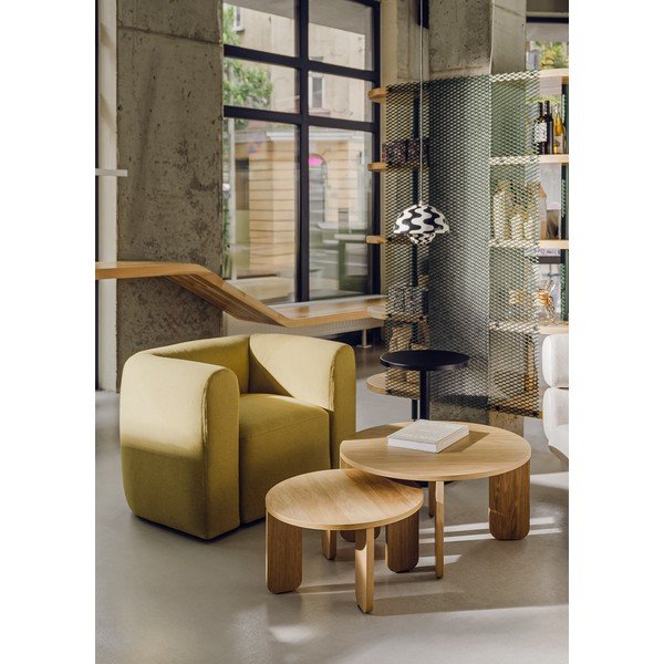 Ümmargune kohvilaud naturaalse tammepuust pealispinnaga, läbimõõduga 55 cm Kuvu - noo.ma-image-2