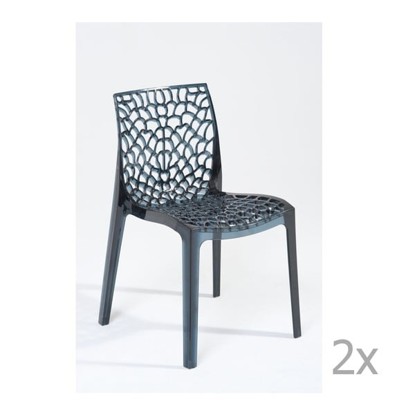 Sada 2 šedých jídelních židlí Castagnetti Afrodite
