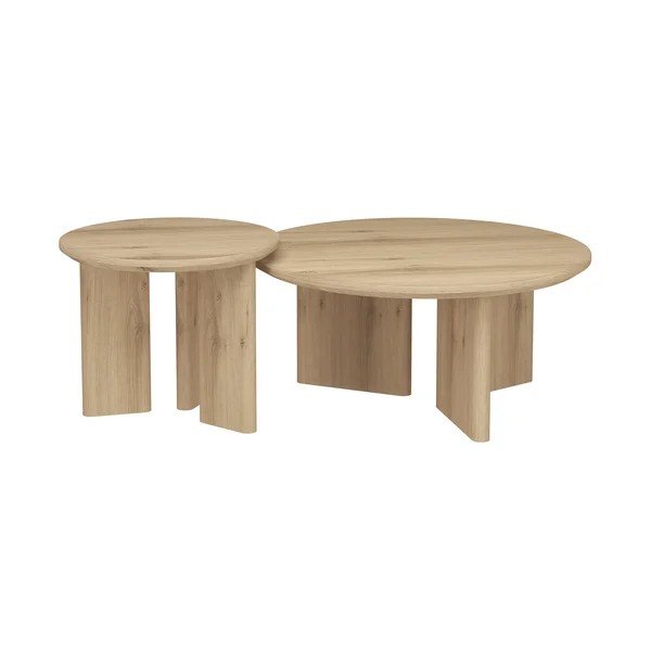 Ümmargune kohvilaud naturaalse tammepuust pealispinnaga, läbimõõduga 50 cm Chatham - Støraa-image-3