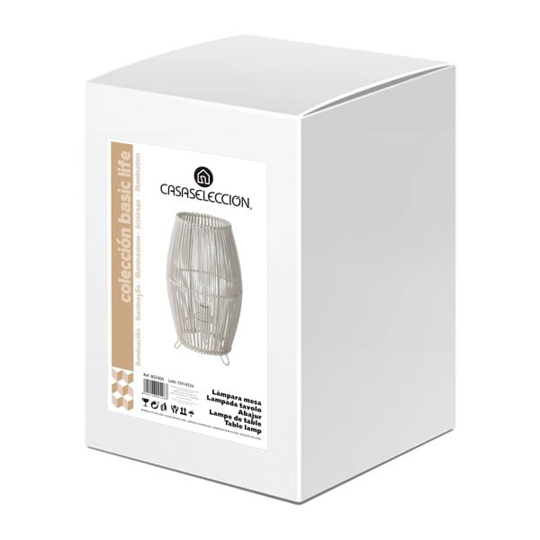 Valge laualamp bambusevarjundiga (kõrgus 29 cm) - Casa Selección-image-3