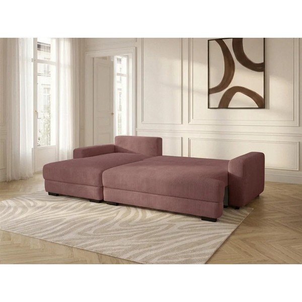 Roosa velvetist diivanvoodi/panipaigaga nurgadiivan (vasak nurk/diivanvoodiga) Campi - Bobochic Paris-image-2