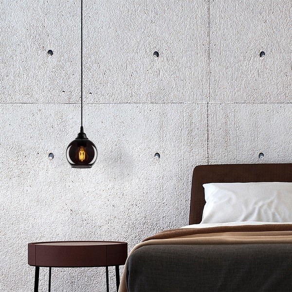 Must rippvalgusti klaasist varjuga ø 15 cm Smoked - Opviq lights-image-4