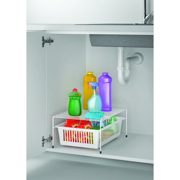 Valge roostevabast terasest lisariiul koos hoiuruumiga Dino - Metaltex-image-3