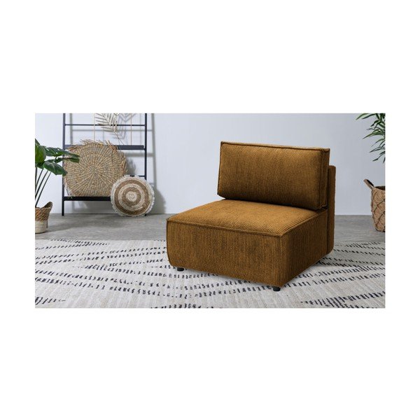 Sinepivärvi velvetist diivanimoodul, keskosa  Nihad modular - Bobochic Paris-image-1