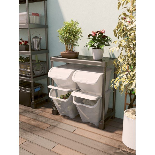 Valge plastikust kaanega hoiukarp 55x39x46 cm All In Box - KIS-image-1