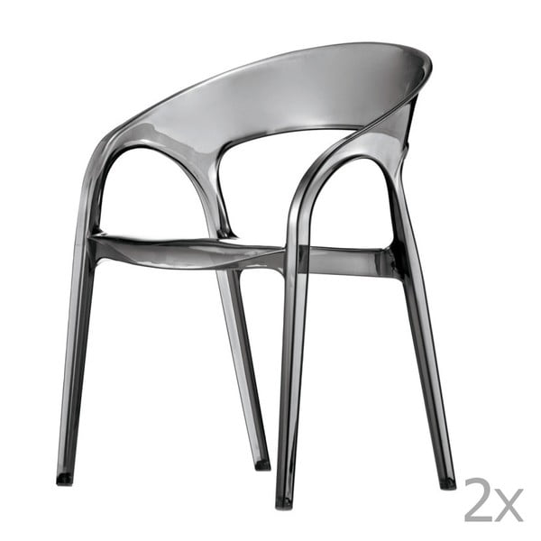 Sada 2 transarentních šedých  jídelních židlí Pedrali Gossip
