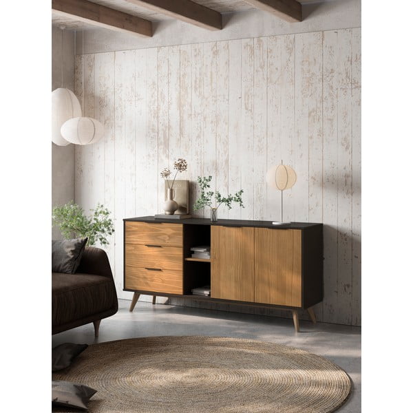 Must/füüsiline madal männi kapp 165x80 cm Lavis - Marckeric-image-1