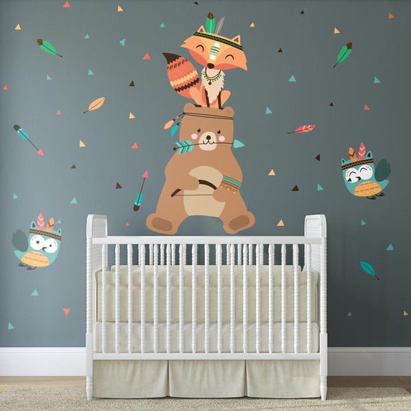 Laste seinakleebised Bear Indian Happy - Ambiance-image-3