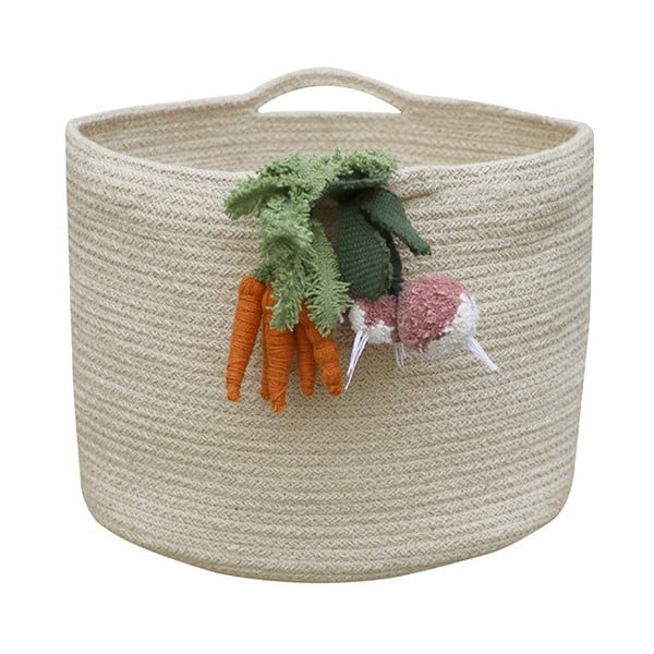 Kreem riidest laste mänguasjakorv ø 30x23 cm Veggies - Lorena Canals