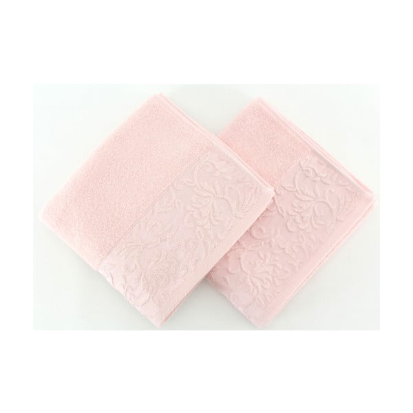 Sada 2 světle růžových ručníků ze 100% bavlny Burumcuk, 50 x 90 cm