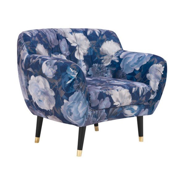 Modré křeslo Mazzini Sofas Benito Floral-image-4