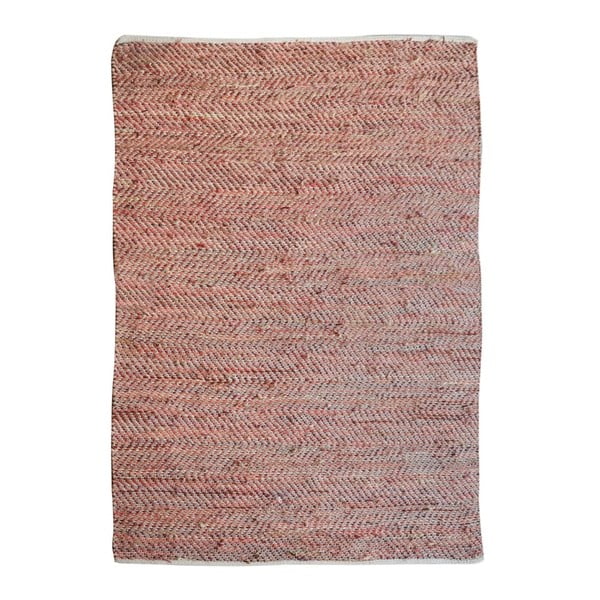 Červený jutový koberec s hovězí kůží The Rug Republic Stables, 230 x 160 cm