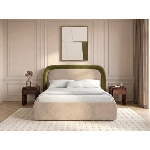 Roheline polsterdatud kaheinimesevoodi panipaigaga ja liistudest raamiga 160x200 cm Sam - Bobochic Paris-image-1