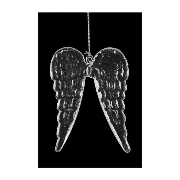 Vánoční skleněná ozdoba ve tvaru čirých křídel Ego dekor, výška 13 cm