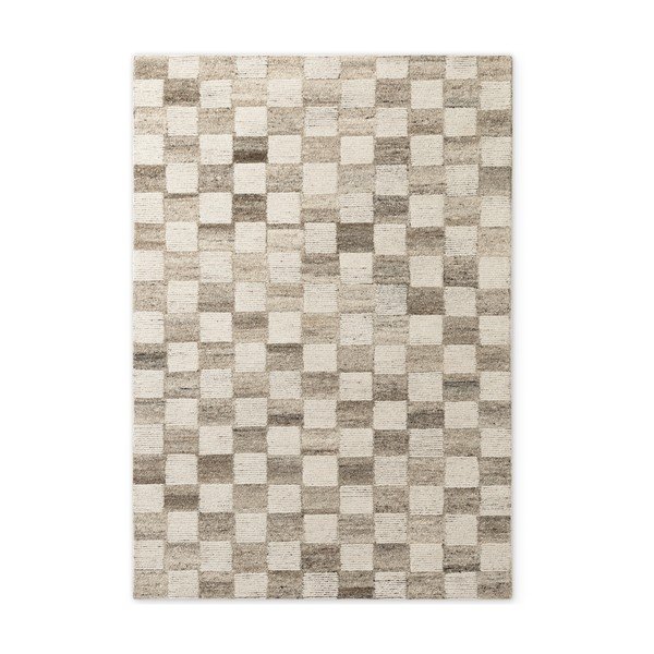 Kreemikas käsitsi kootud villane vaip 80x150 cm Boho 1.0 Quadra - Vikosa