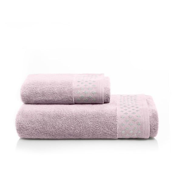 Set světle růžové osušky a ručníku z bavlny Maison Carezza Lazio