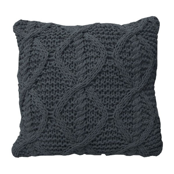 Antracitový pletený polštář OVERSEAS, 45 x 45 cm