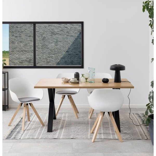 2 valge söögitooli komplekt kummipuust jalgadega Tina - Actona-image-1