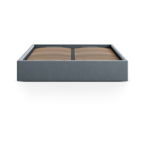 Helesinine polsterdatud kaheinimesevoodi panipaigaga/ilma peatsita, koos raamiga 140x200 cm Susan – Micadoni-image-2