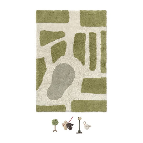 Roheline-kreem puuvillane laste mänguvaip 90x130 cm Hyde Park - Lorena Canals