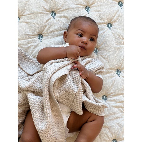 Helekollane/sinine orgaanilisest puuvillast tepitud beebide tekk 90x120 cm Balloon - Cam Cam Copenhagen-image-2