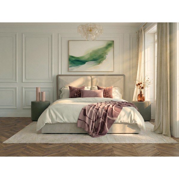 Beež/taupe polsterdatud kaheinimesevoodi panipaigaga ja liistudest raamiga 180x200 cm Mara - Bobochic Paris-image-3