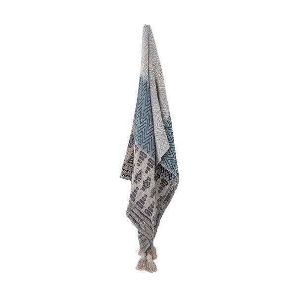 Hall ja sinine tekk Ornament, 160 x 130 cm Throw - Bloomingville-image-2