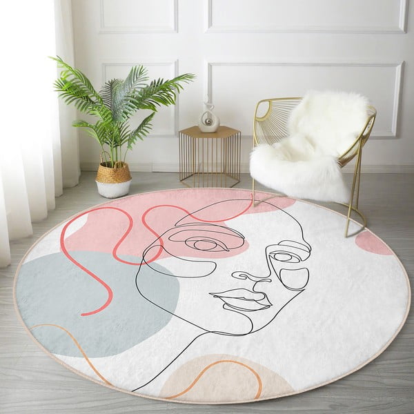 Valge pestav ümmargune vaip, sobitub robottolmuimejaga ø 120 cm Comfort - Mila Home-image-1