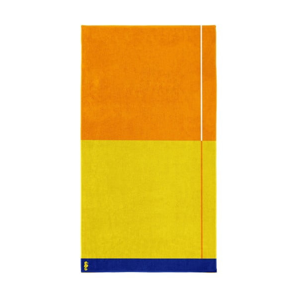 Žlutá bavlněná osuška Seahorse Block, 180 x 100 cm