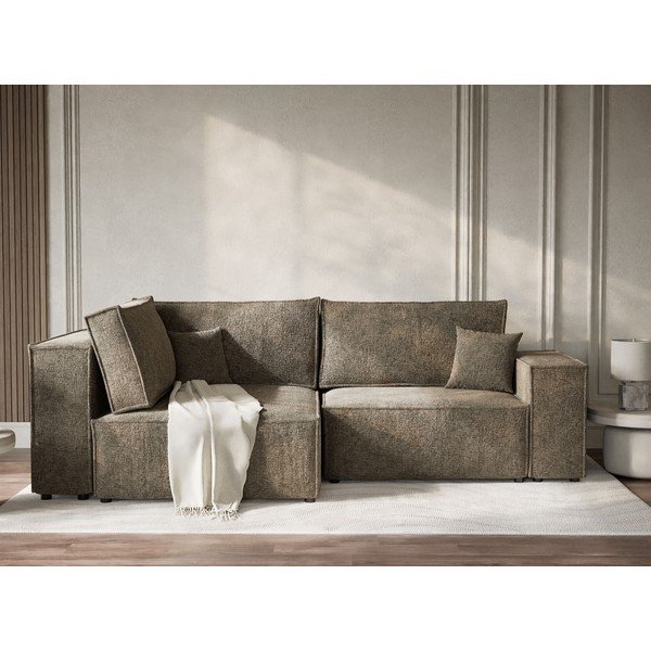 Pruun šenilldiivanvoodi/panipaigaga nurgadiivan (vasak nurk/L-kujuline) Tonga - Maison de Rêve-image-1