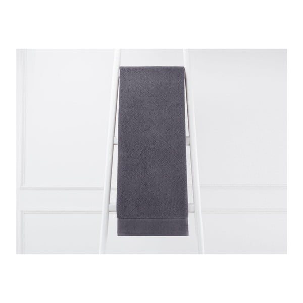 Antracitově šedý bavlněný ručník Madame Coco Ester, 70 x 140 cm