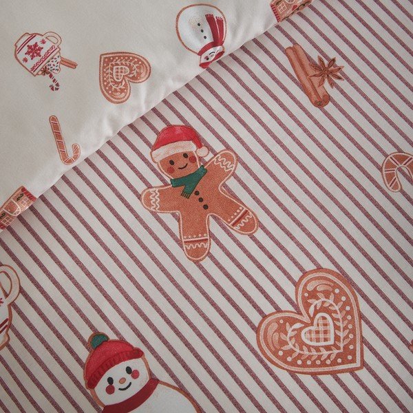 Kaheinimese voodipesu naturaalses värvitoonis 200x200 cm Christmas Gingerbread Stripe - Catherine Lansfield-image-4