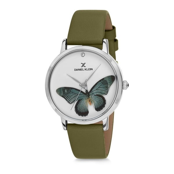 Dámské hodinky se zeleným koženým řemínkem Daniel Klein Butterfly