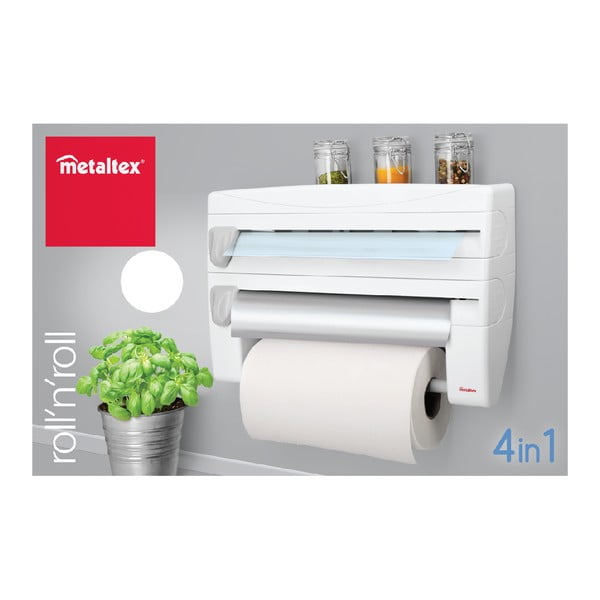 Hõbedane plastmass fooliumi- ja majapidamispaberi hoidja seinalekinnituv – Metaltex-image-1