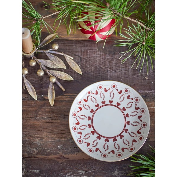 Kreem keraamiline magustoidutaldrik jõulumotiiviga, läbimõõduga 16 cm Jolly - Bloomingville-image-1