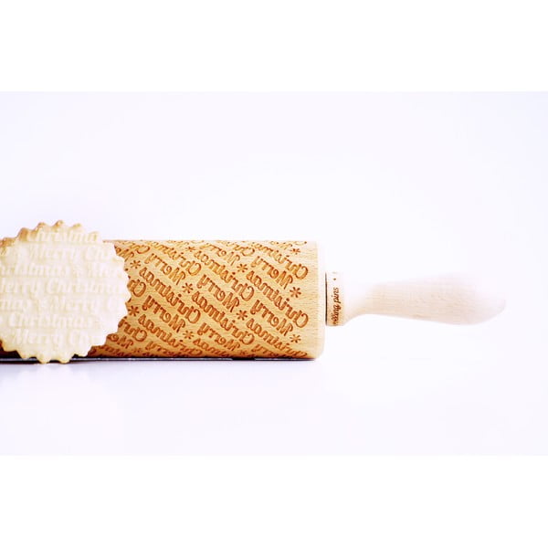 Puidust jõulukujuline reljeefne tainarull koos Merry Christmas - Valek-image-2