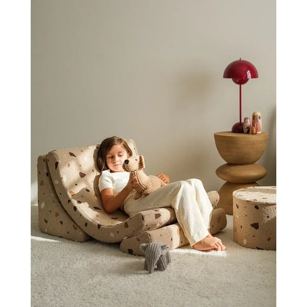 Helepruun buklee/šenillkangast laste kott-tool Terrazzo Moon - Wigiwama-image-4