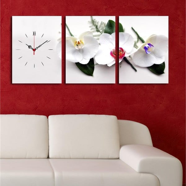 Obrazové hodiny Bílé orchideje